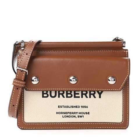 burberry mini horseferry canvas tote|Mini Pocket Bag in Natural/malt brown .